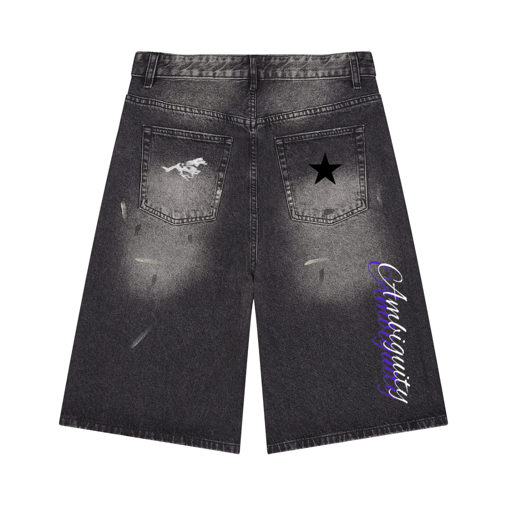 "Star" wide denim shorts