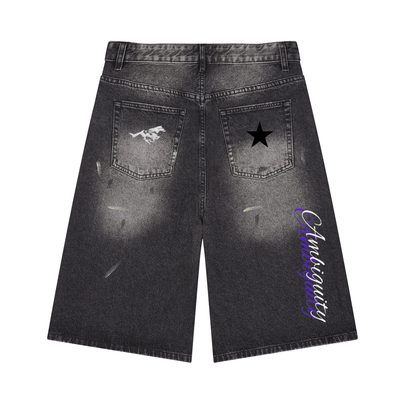 "Star" wide denim shorts