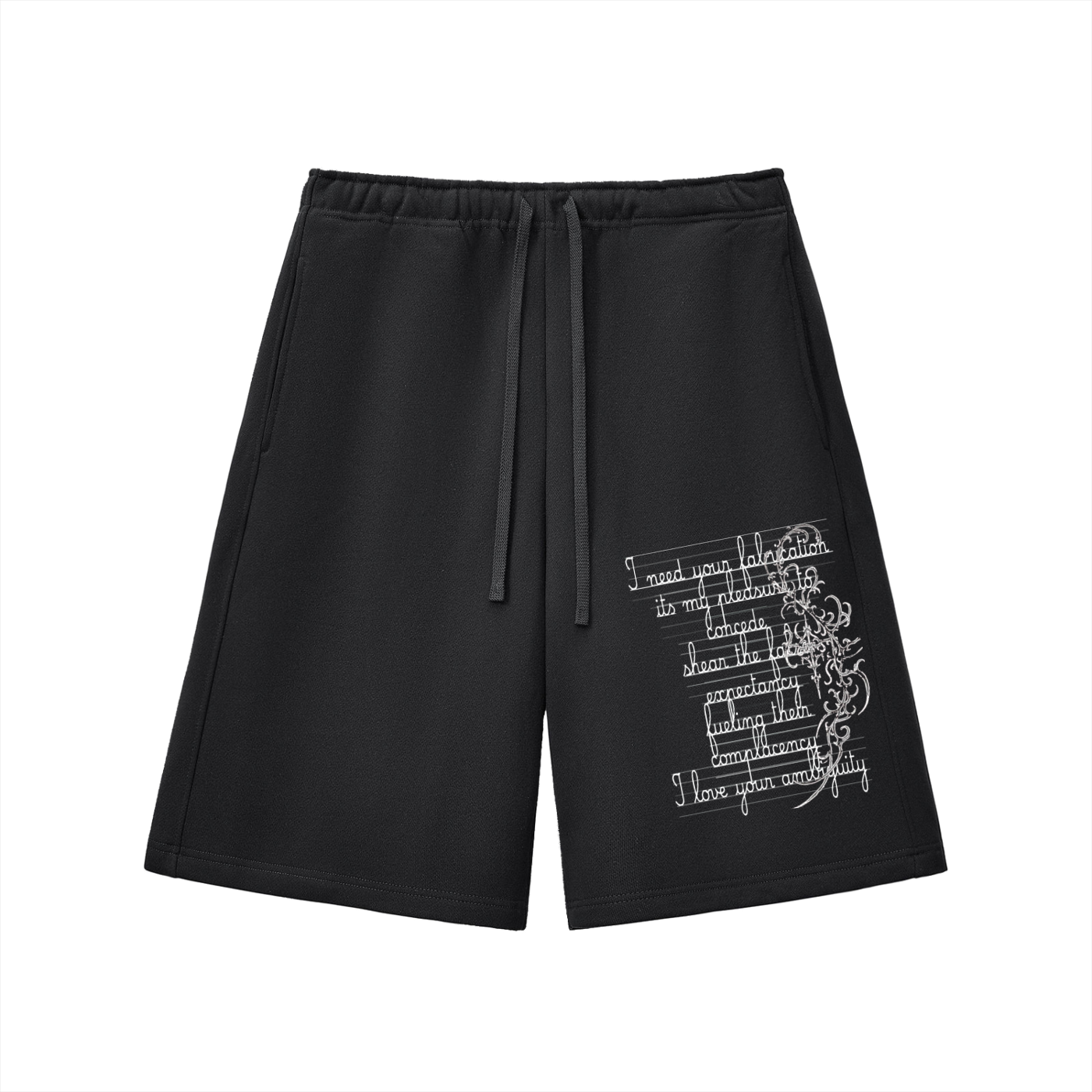 "Scripture" fleece shorts