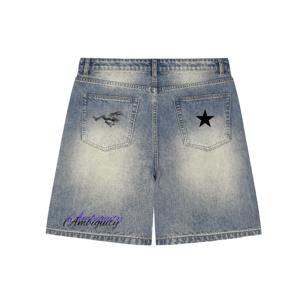 "Star" blue denim Shorts